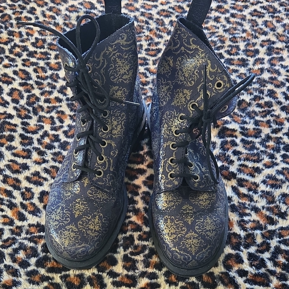 Dr. Martens Purple and Gold Combat Boots